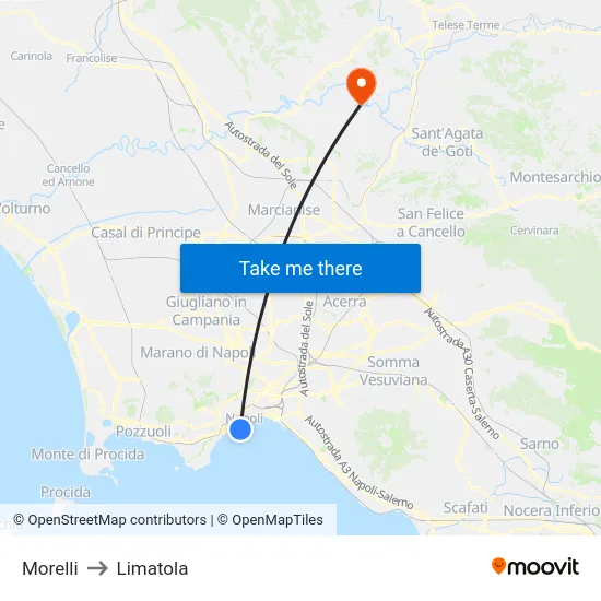 Morelli to Limatola map