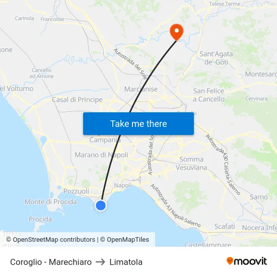 Coroglio - Marechiaro to Limatola map