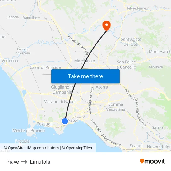 Piave to Limatola map