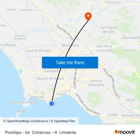 Posillipo - Ist. Cimarosa to Limatola map