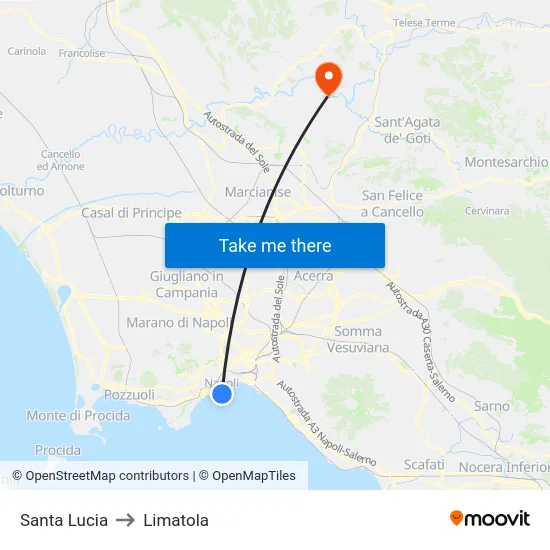 Santa Lucia to Limatola map