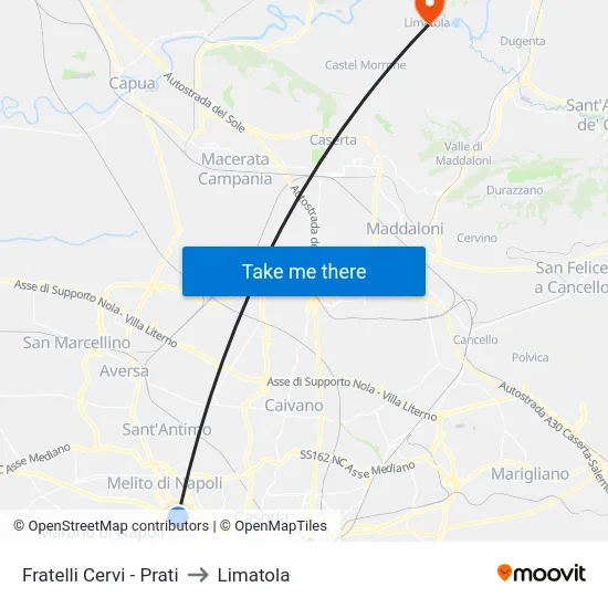 Fratelli Cervi - Prati to Limatola map