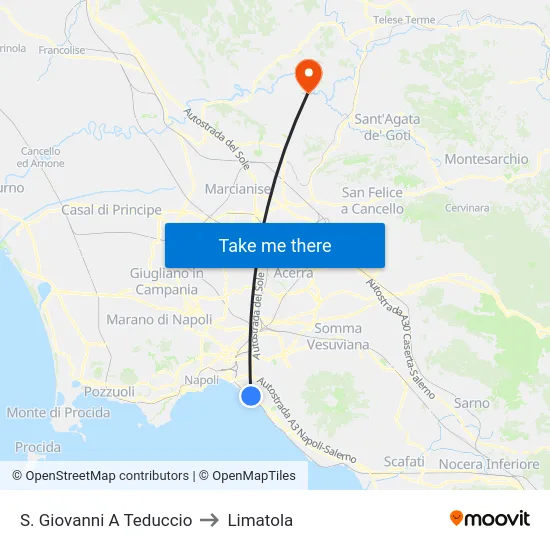 S. Giovanni A Teduccio to Limatola map