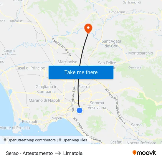 Serao - Attestamento to Limatola map