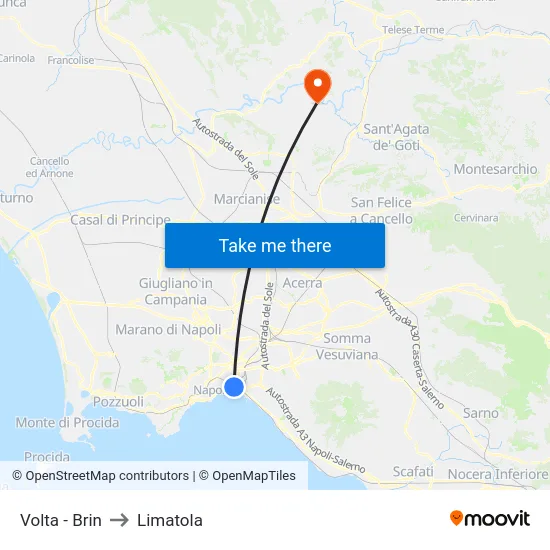 Volta - Brin to Limatola map