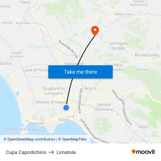 Cupa Capodichino to Limatola map