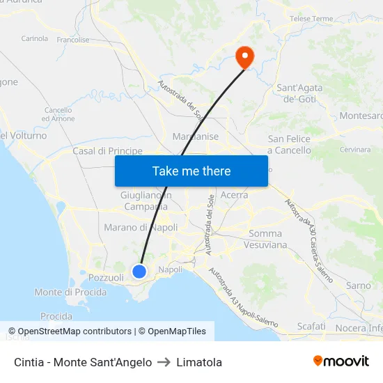 Cintia - Monte Sant'Angelo to Limatola map