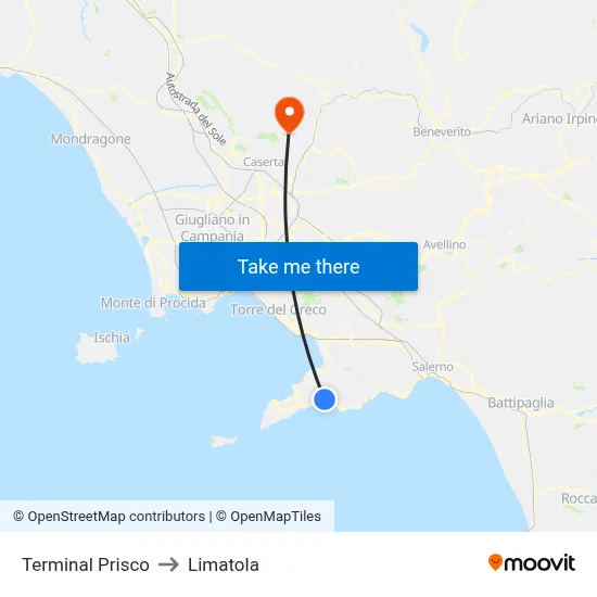 Terminal Prisco to Limatola map