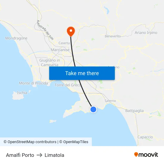 Amalfi Porto to Limatola map