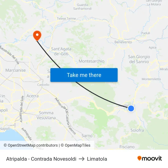 Atripalda - Contrada Novesoldi to Limatola map