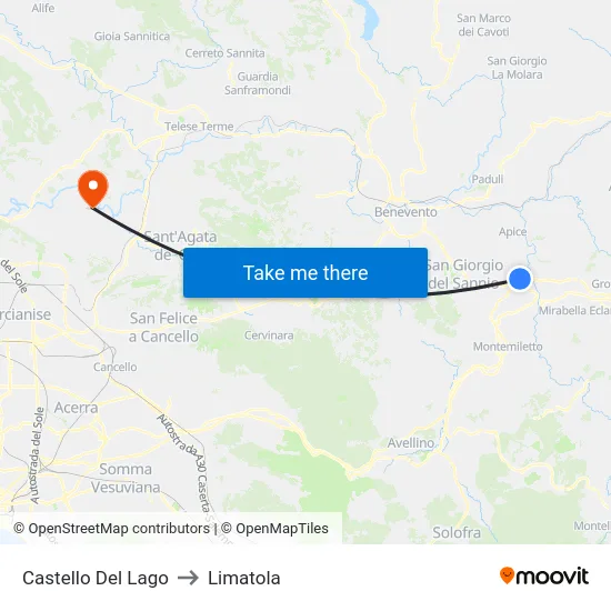 Castello Del Lago to Limatola map
