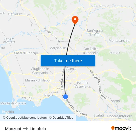 Manzoni to Limatola map