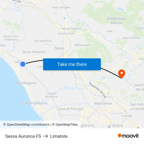 Sessa Aurunca FS to Limatola map