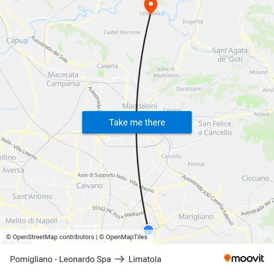 Pomigliano - Leonardo Spa to Limatola map