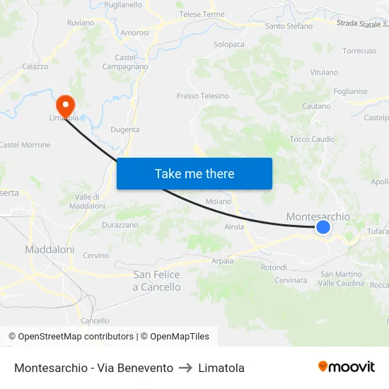 Montesarchio - Via Benevento to Limatola map