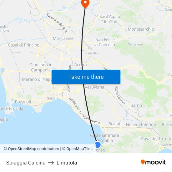 Spiaggia Calcina to Limatola map