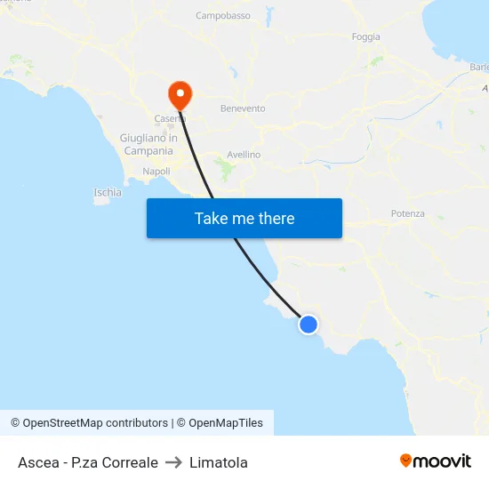Ascea - P.za Correale to Limatola map