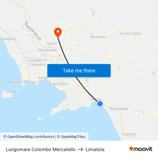 Lungomare Colombo Mercatello to Limatola map