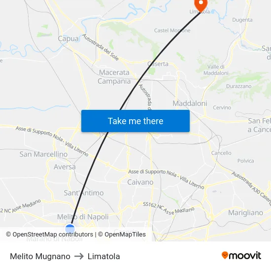 Melito Mugnano to Limatola map