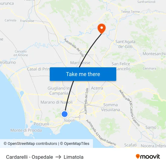 Cardarelli - Ospedale to Limatola map