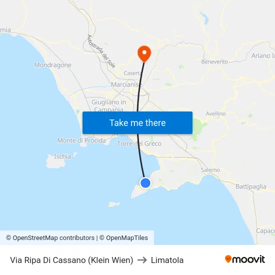 Via Ripa Di Cassano (Klein Wien) to Limatola map