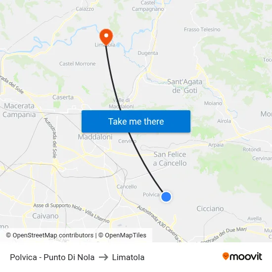 Polvica - Punto Di Nola to Limatola map