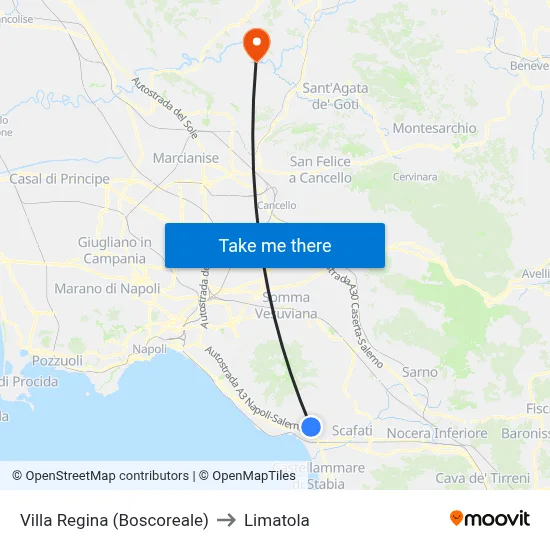 Villa Regina (Boscoreale) to Limatola map