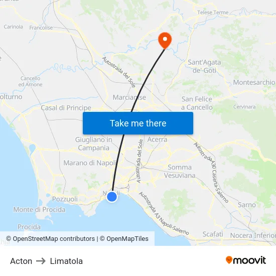 Acton to Limatola map