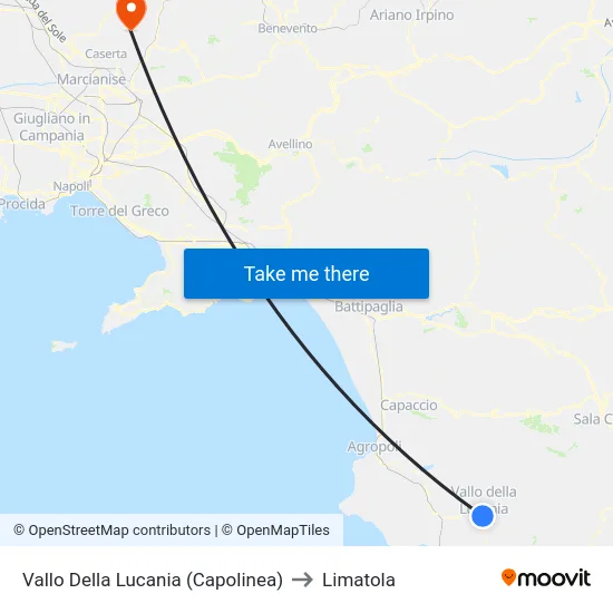 Vallo Della Lucania (Capolinea) to Limatola map