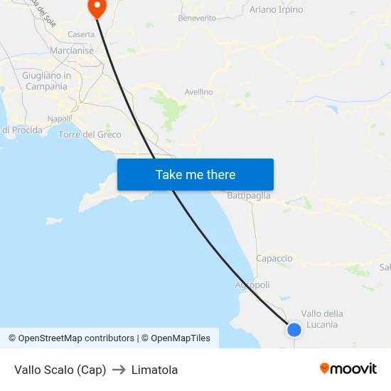 Vallo Station (Terminal) to Limatola map