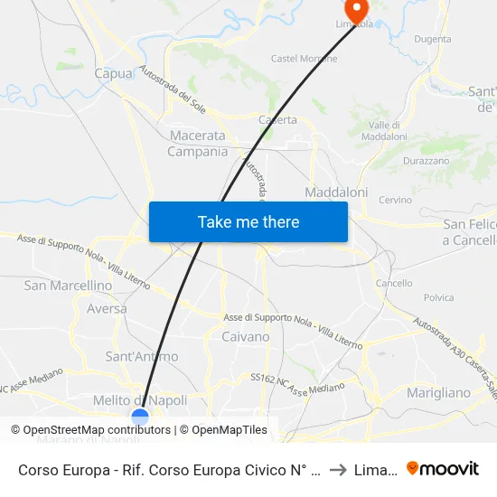 Corso Europa - Rif. Corso Europa Civico N° 374 Parco G. B. to Limatola map