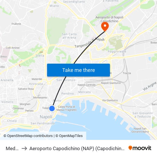 Medina to Aeroporto Capodichino (NAP) (Capodichino Airport) map