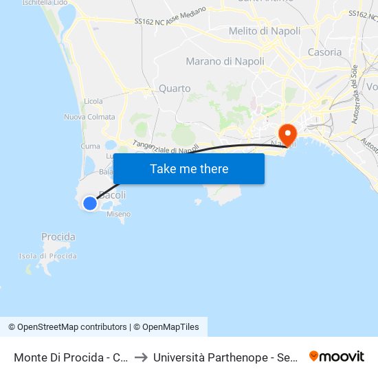 Monte Di Procida - Capolinea to Università Parthenope - Sede Centrale map