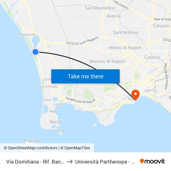 Via Domitiana - Rif. Banco Di Napoli to Università Parthenope - Sede Centrale map