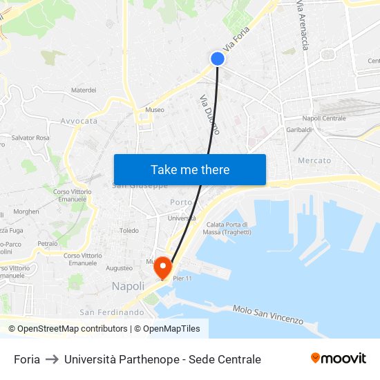 Foria to Università Parthenope - Sede Centrale map