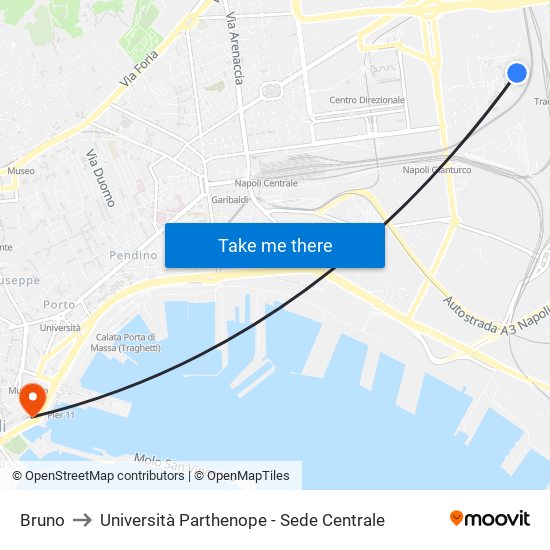 Bruno to Università Parthenope - Sede Centrale map