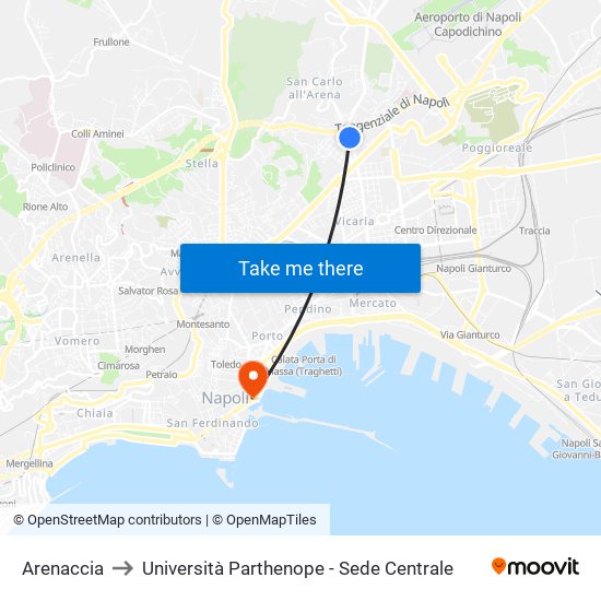 Arenaccia to Università Parthenope - Sede Centrale map