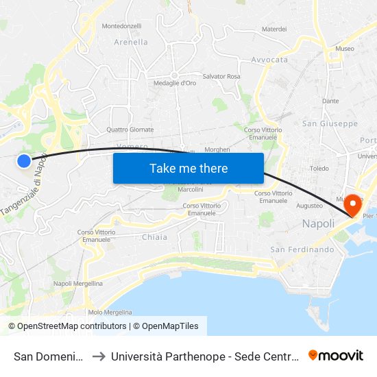 San Domenico to Università Parthenope - Sede Centrale map