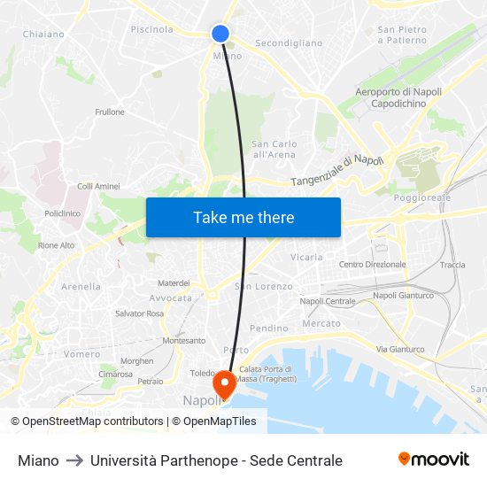 Miano to Università Parthenope - Sede Centrale map