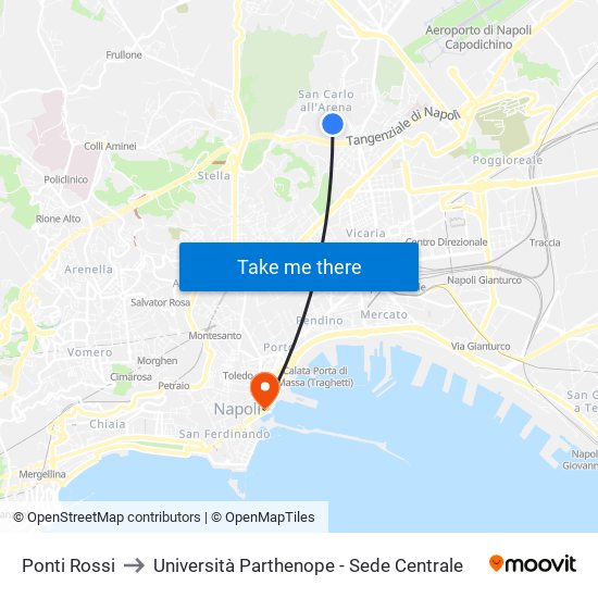 Ponti Rossi to Università Parthenope - Sede Centrale map