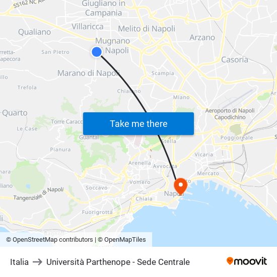 Italia to Università Parthenope - Sede Centrale map