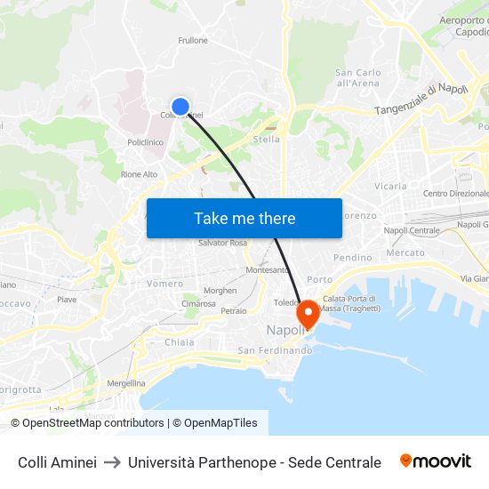 Colli Aminei to Università Parthenope - Sede Centrale map