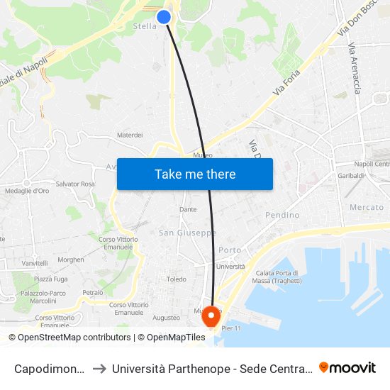 Capodimonte to Università Parthenope - Sede Centrale map