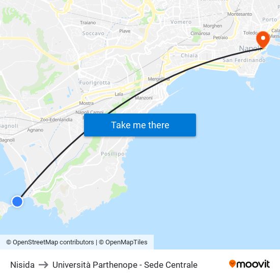 Nisida to Università Parthenope - Sede Centrale map
