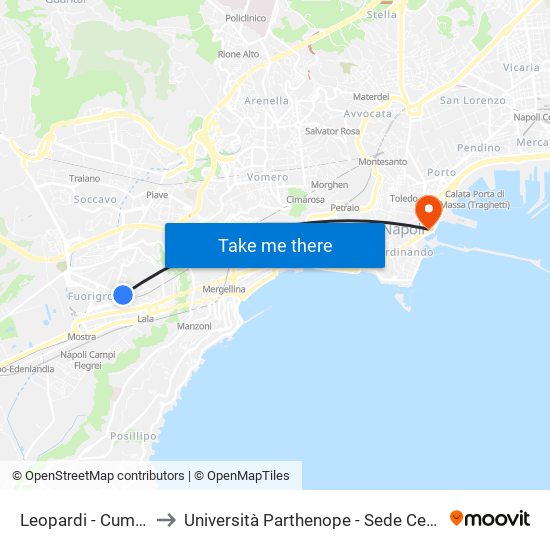 Leopardi - Cumana to Università Parthenope - Sede Centrale map