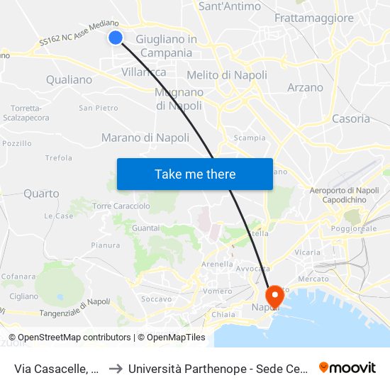 Via Casacelle, 154 to Università Parthenope - Sede Centrale map