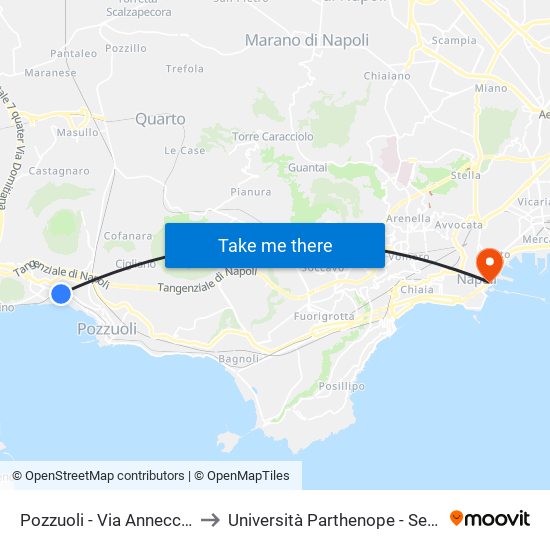 Pozzuoli - Via Annecchino, 182 to Università Parthenope - Sede Centrale map