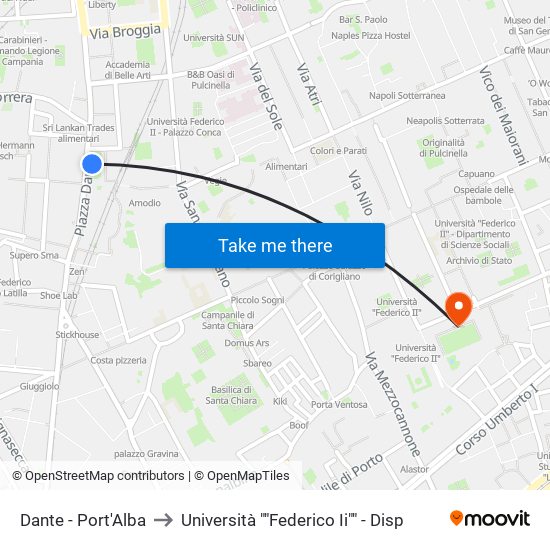Dante - Port'Alba to Università ""Federico Ii"" - Disp map