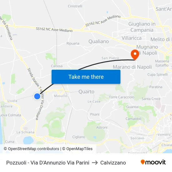 Pozzuoli  - Via D'Annunzio Via Parini to Calvizzano map