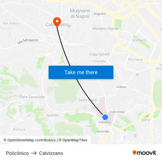 Polyclinic to Calvizzano map